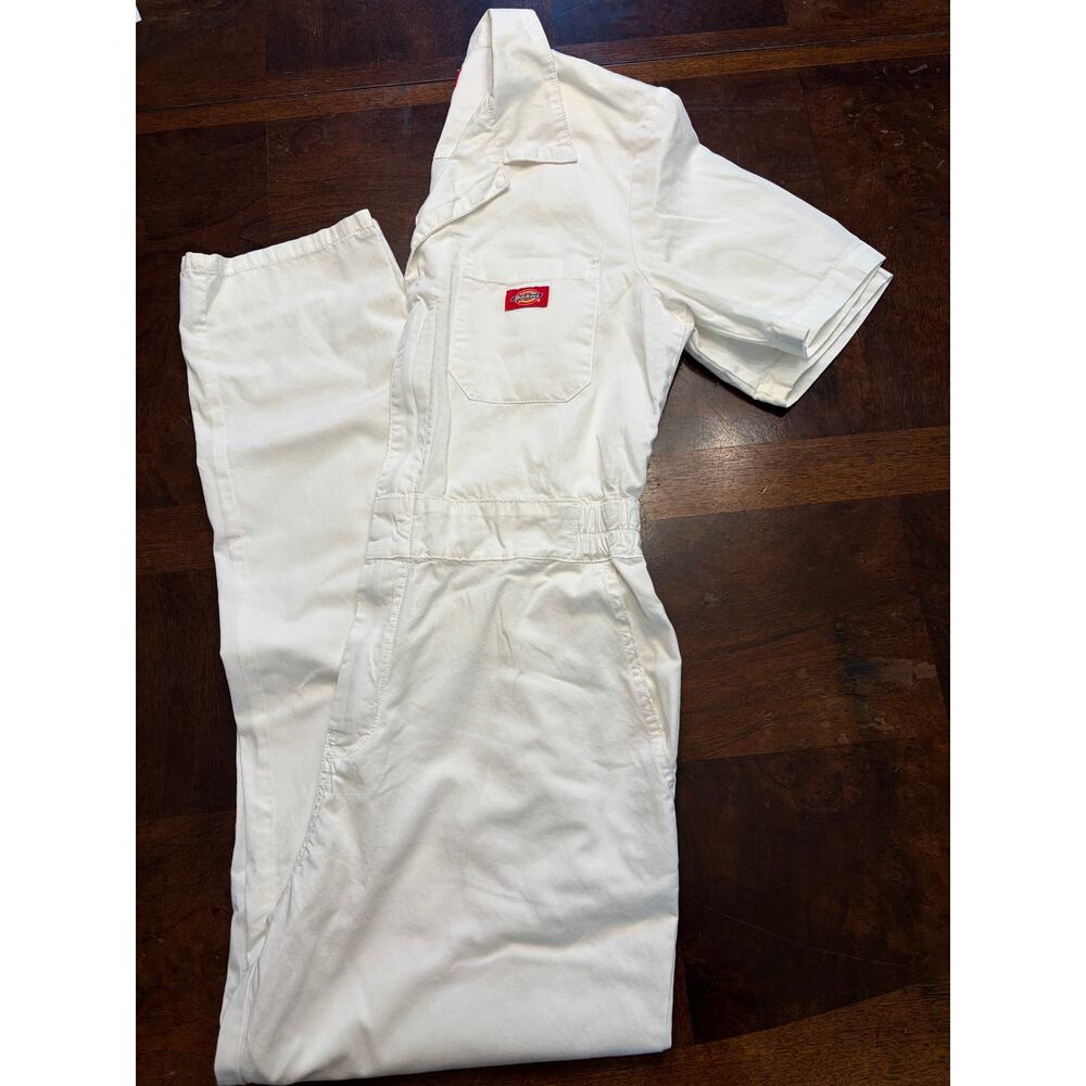 Dickies White Short Sleeve Coveralls Jumpsuit Work Uniform Sz M